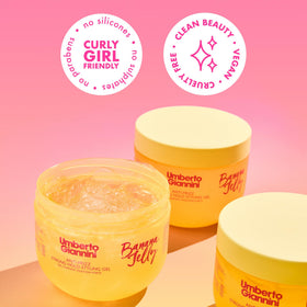 Umberto Giannini Banana Jelly Styling Gel application on curly hair