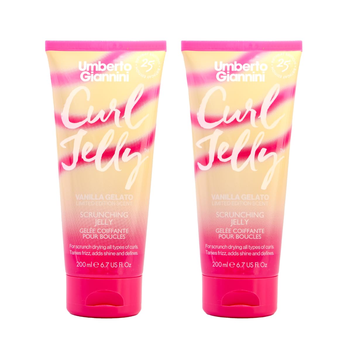 Umberto Giannini Curl Jelly 450g front view with vanilla scent label