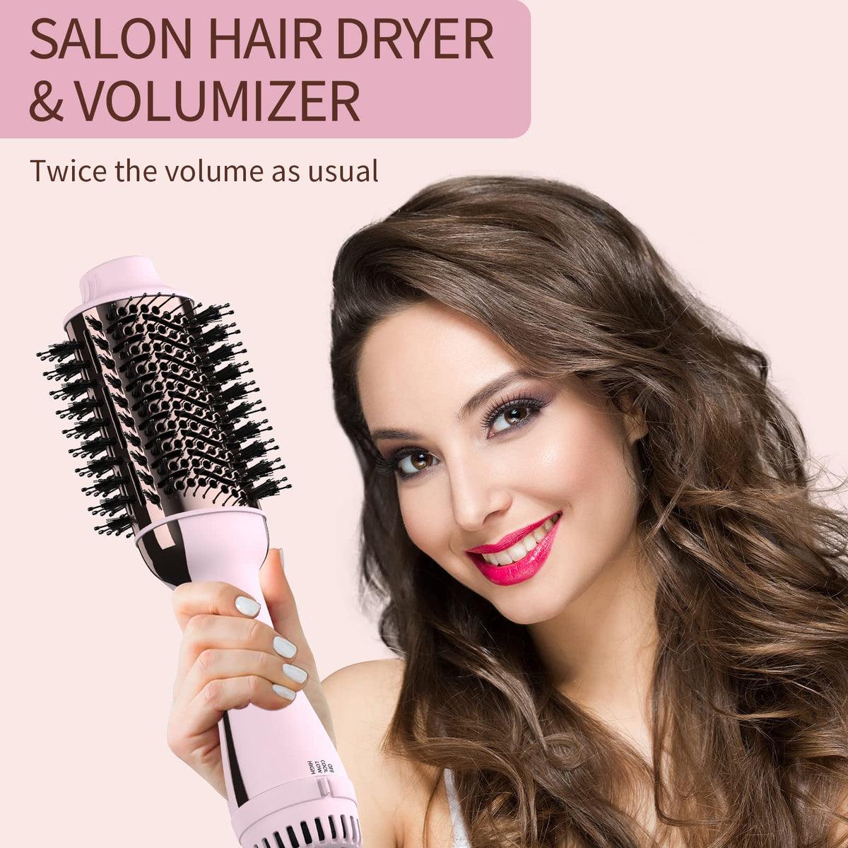 Umeely Hair Dryer Brush in use on styled hair