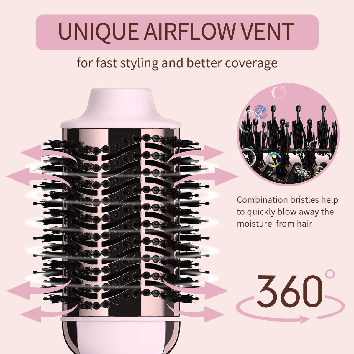 Umeely Hair Dryer Brush side view showing design