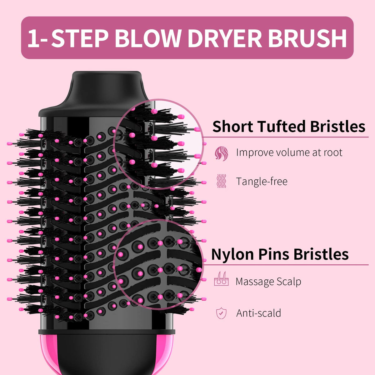 Umeely hair dryer brush with heat settings displayed
