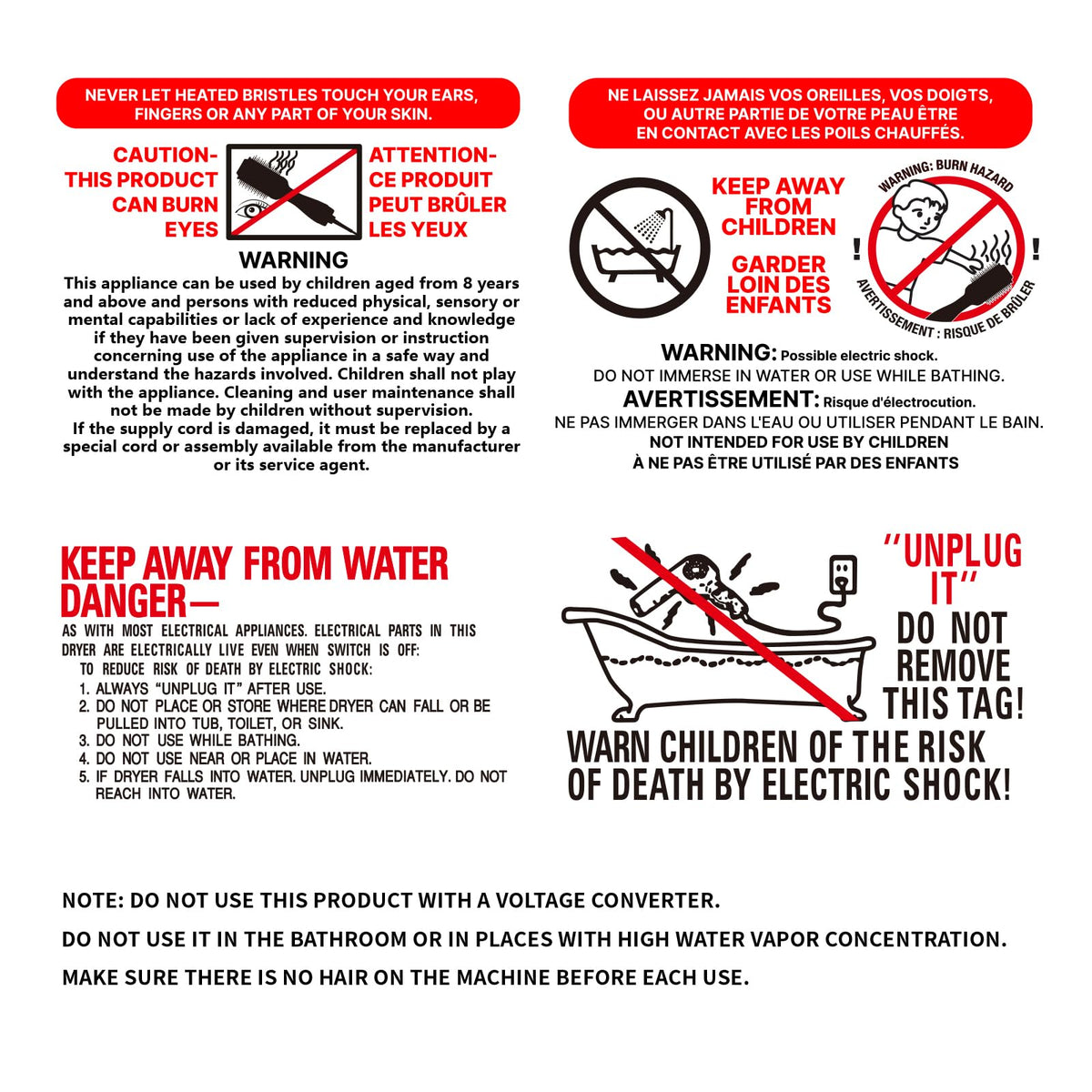 Umeely Hair Dryer Brush with user manual on a table
