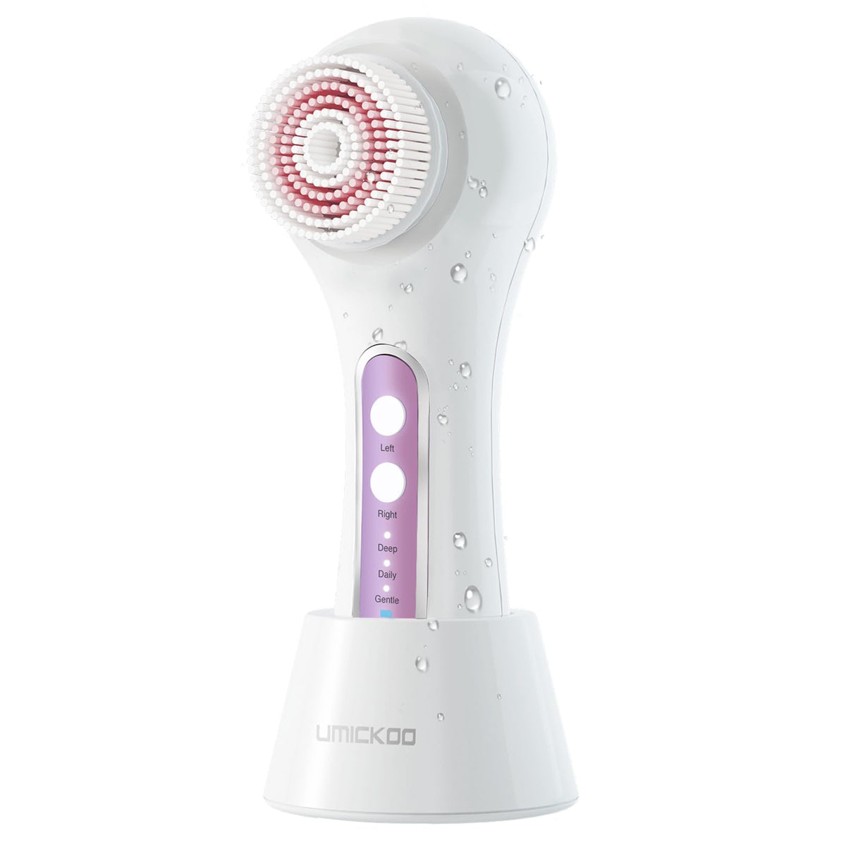 Umickoo Electric Facial Cleansing Brush front view with 5 brush heads