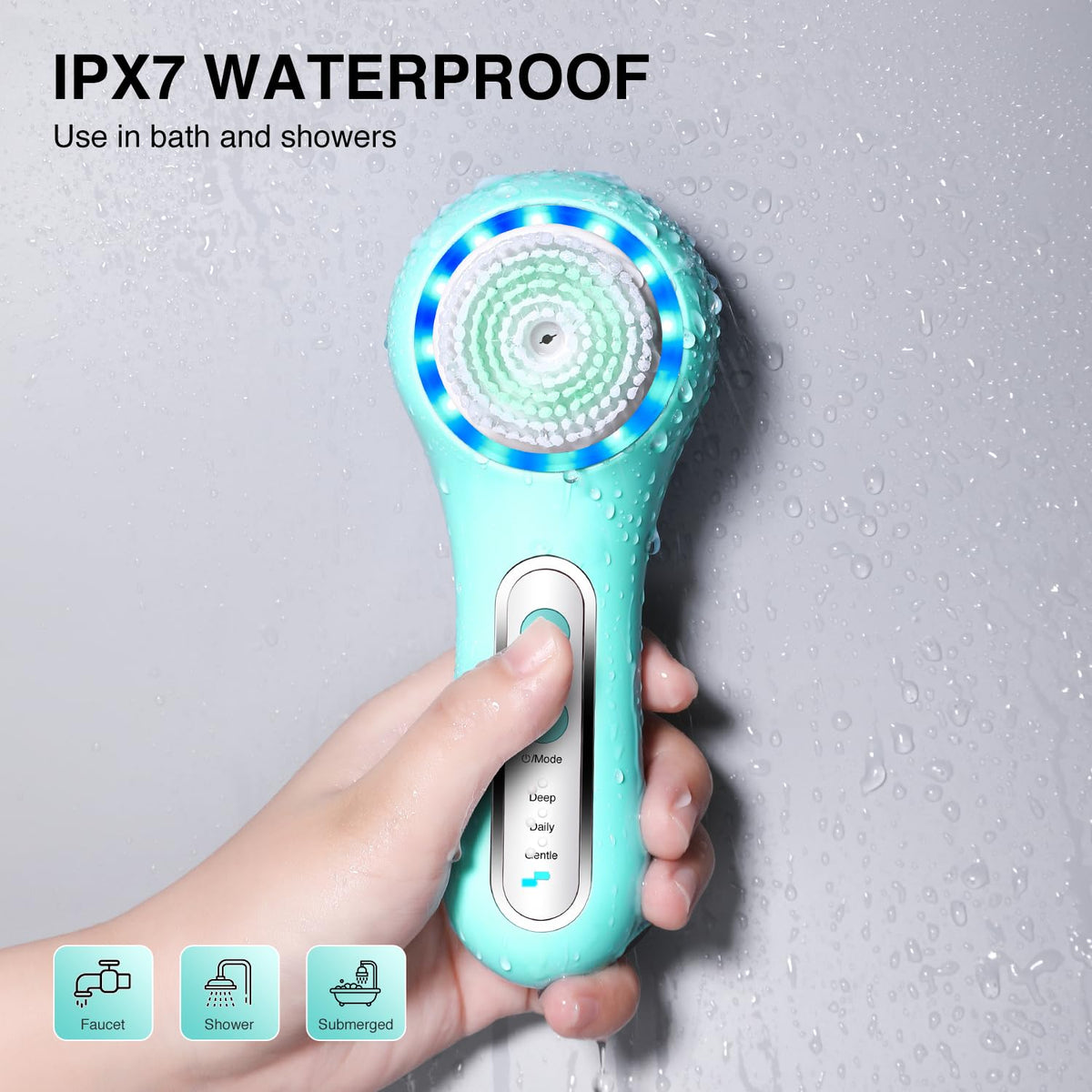 Umickoo Electric Facial Cleansing Brush showing 2-way rotating feature