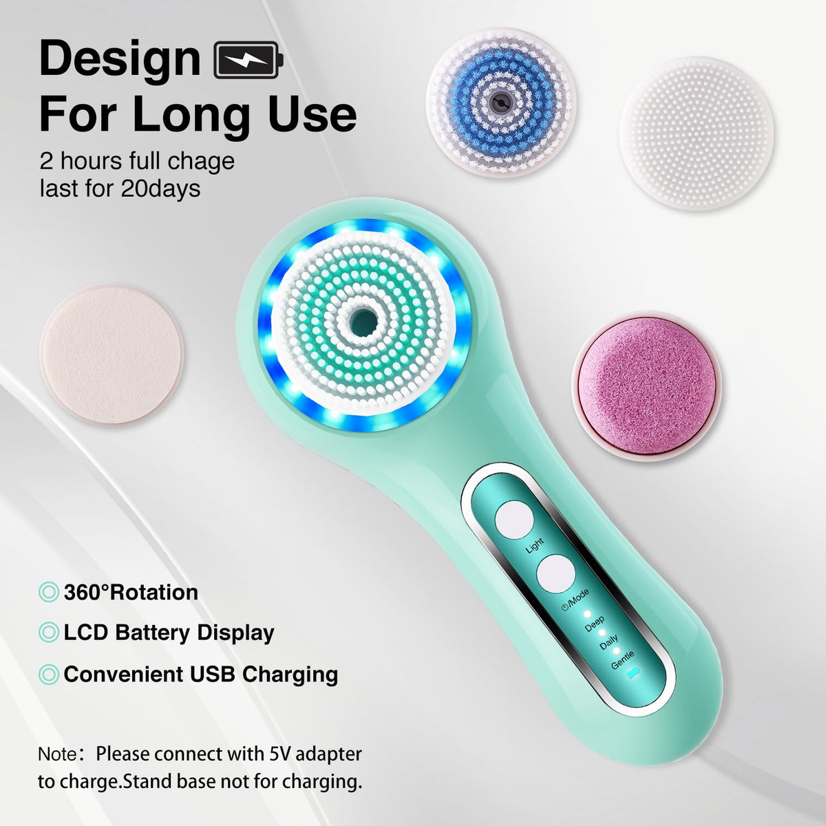 Umickoo Electric Facial Cleansing Brush with all accessories included