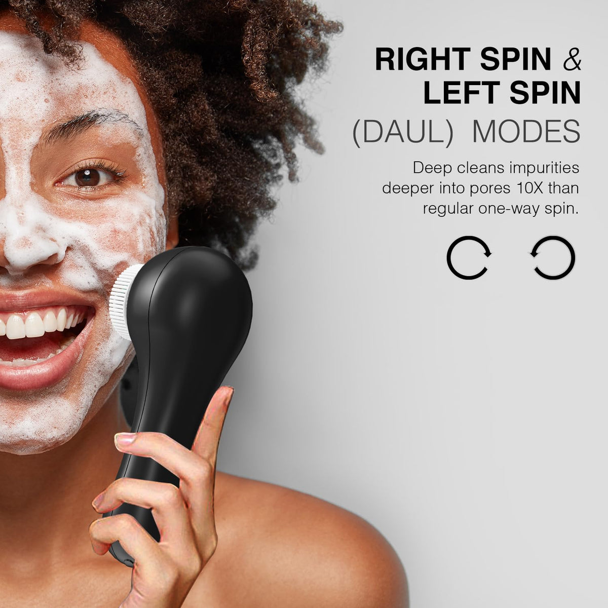 Umickoo Rechargeable Face Scrubber in use on skin