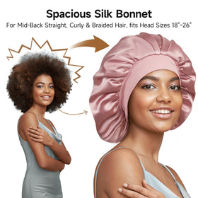 Umisleep Silk Lined Bonnet on a pillow demonstrating size