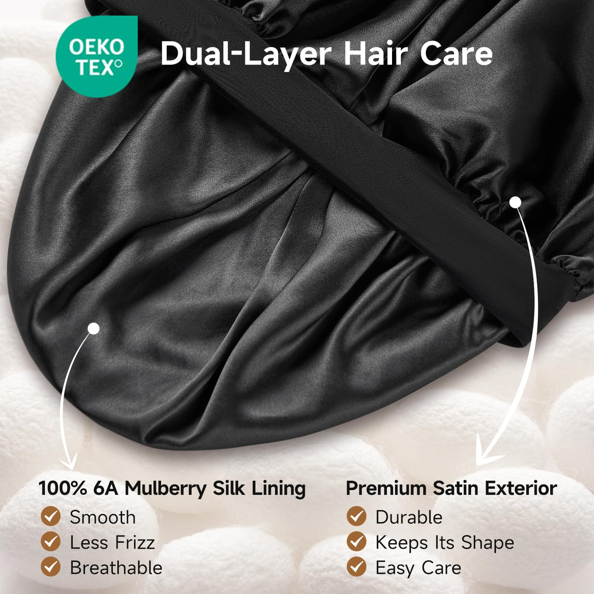 Umisleep Silk Lined Bonnet showing adjustable buckle