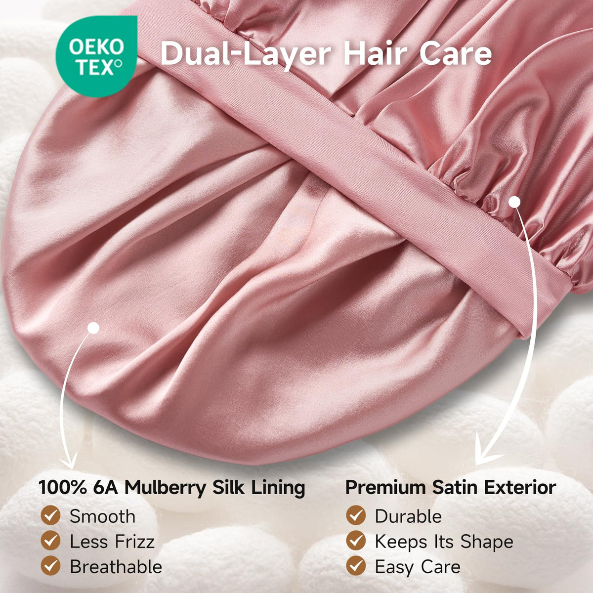 Umisleep Silk Lined Bonnet side view showing adjustable buckle