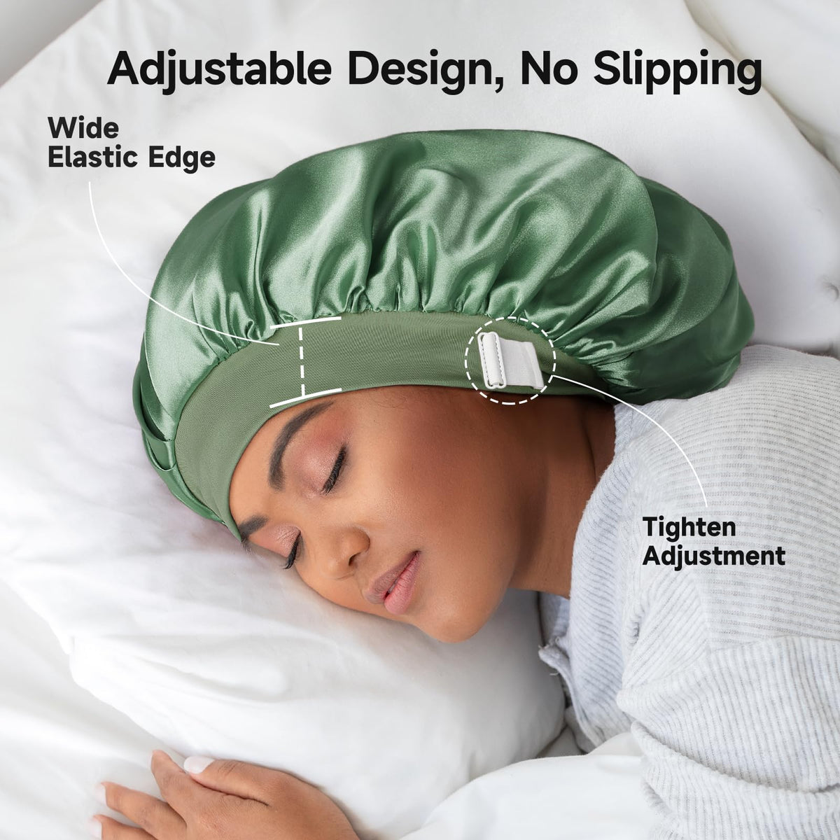 Umisleep Silk Lined Bonnet side view with hair inside