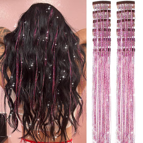 Umylar Pink Hair Tinsel Pack of 12 pieces front view