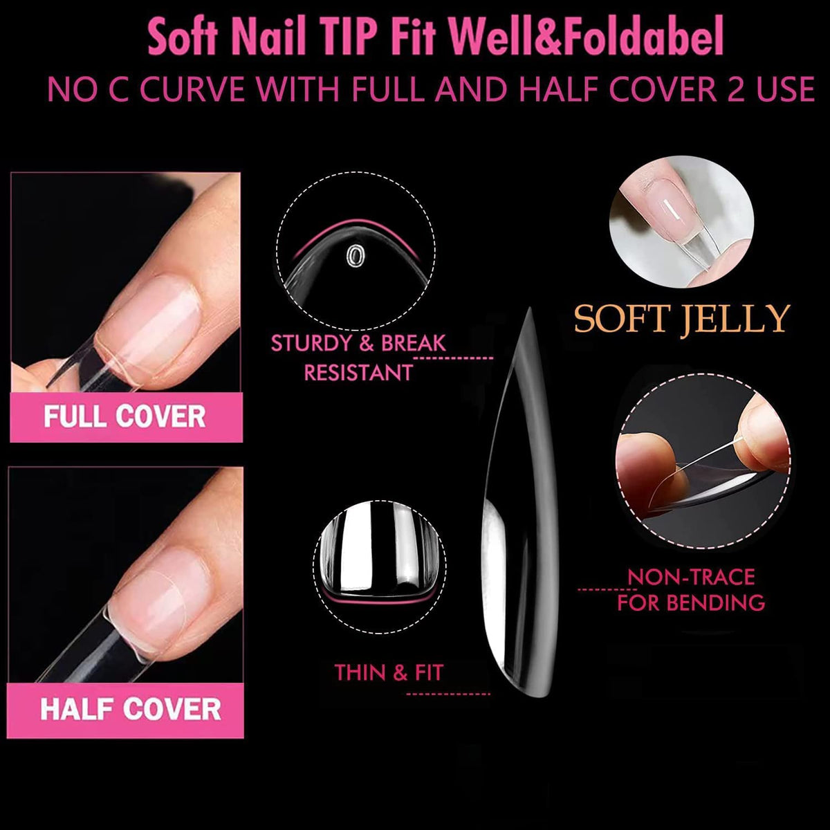 UNA GELLA Almond Gel Nail Tips applied on nails