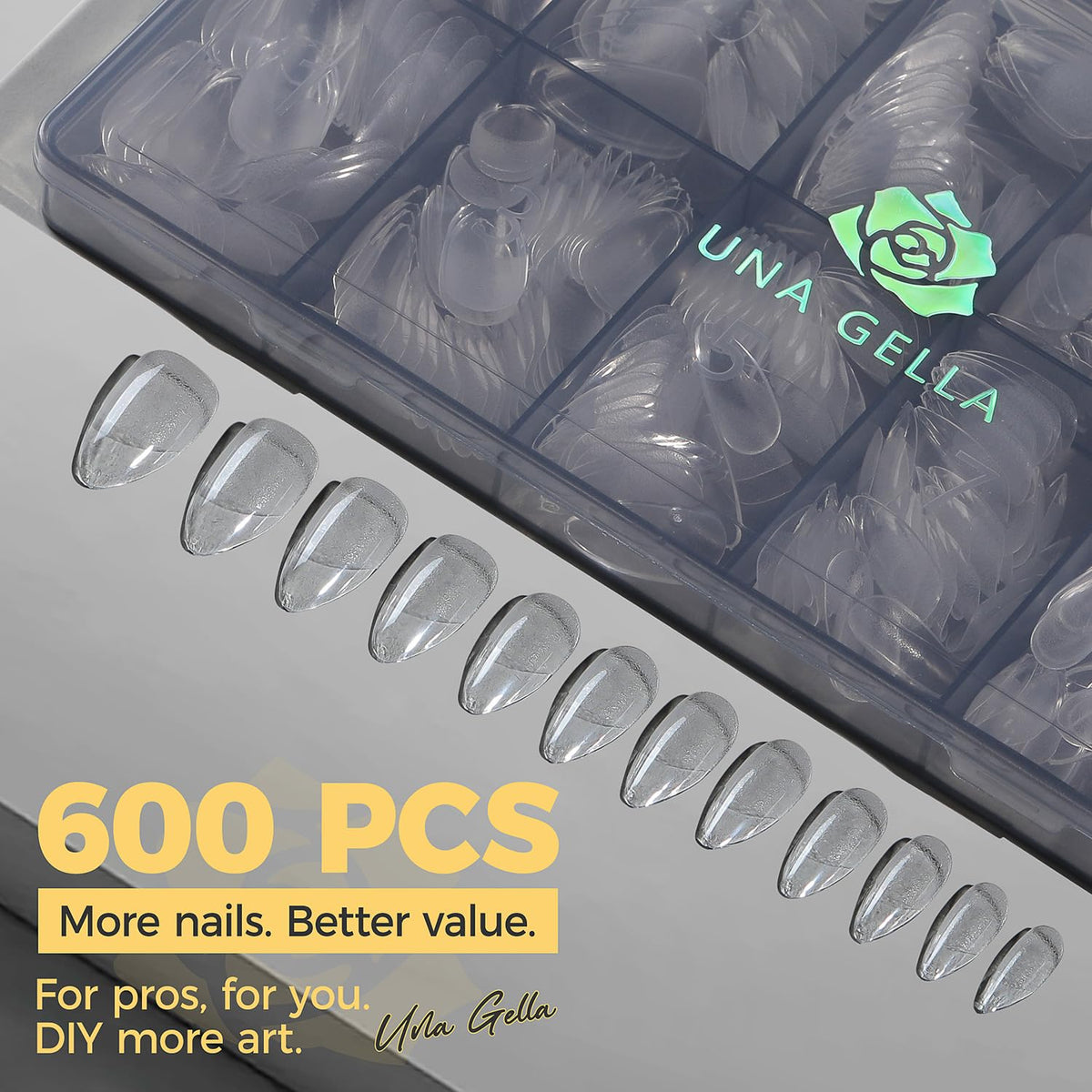 UNA GELLA Almond Gel Nail Tips close-up