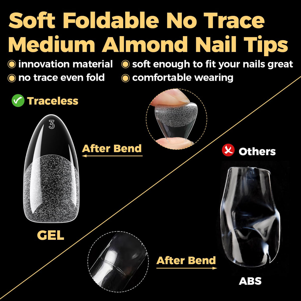 UNA GELLA Almond Gel Nail Tips in use on nails