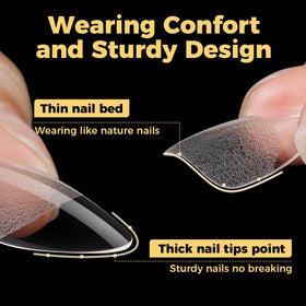 UNA GELLA Almond Gel Nail Tips showing easy application