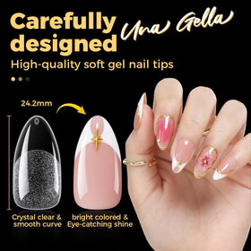 UNA GELLA Almond Gel Nail Tips with nail tools