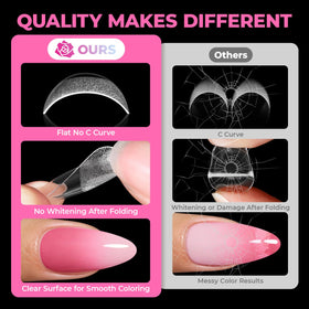 UNA GELLA Almond Nail Tips in use during a DIY manicure
