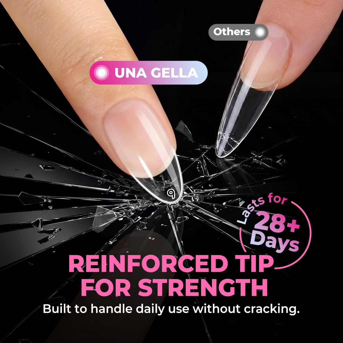 UNA GELLA Almond Nail Tips showcasing the almond shape