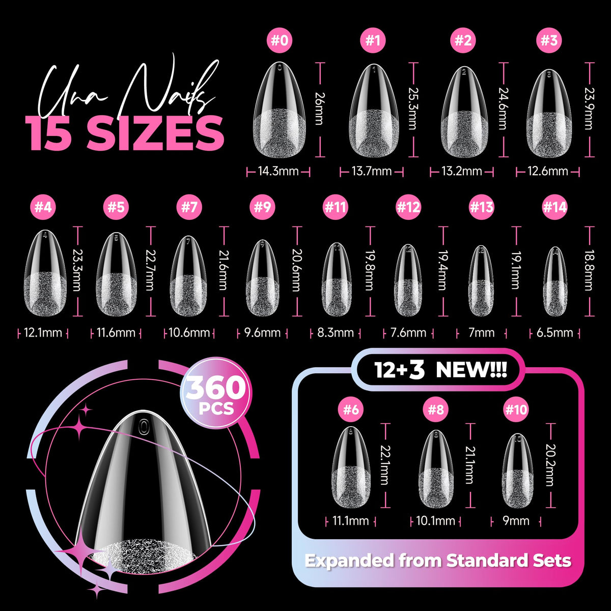 UNA GELLA Almond Nail Tips with adhesive for application