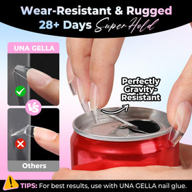 UNA GELLA Coffin Gel Nail Tips clear surface close-up