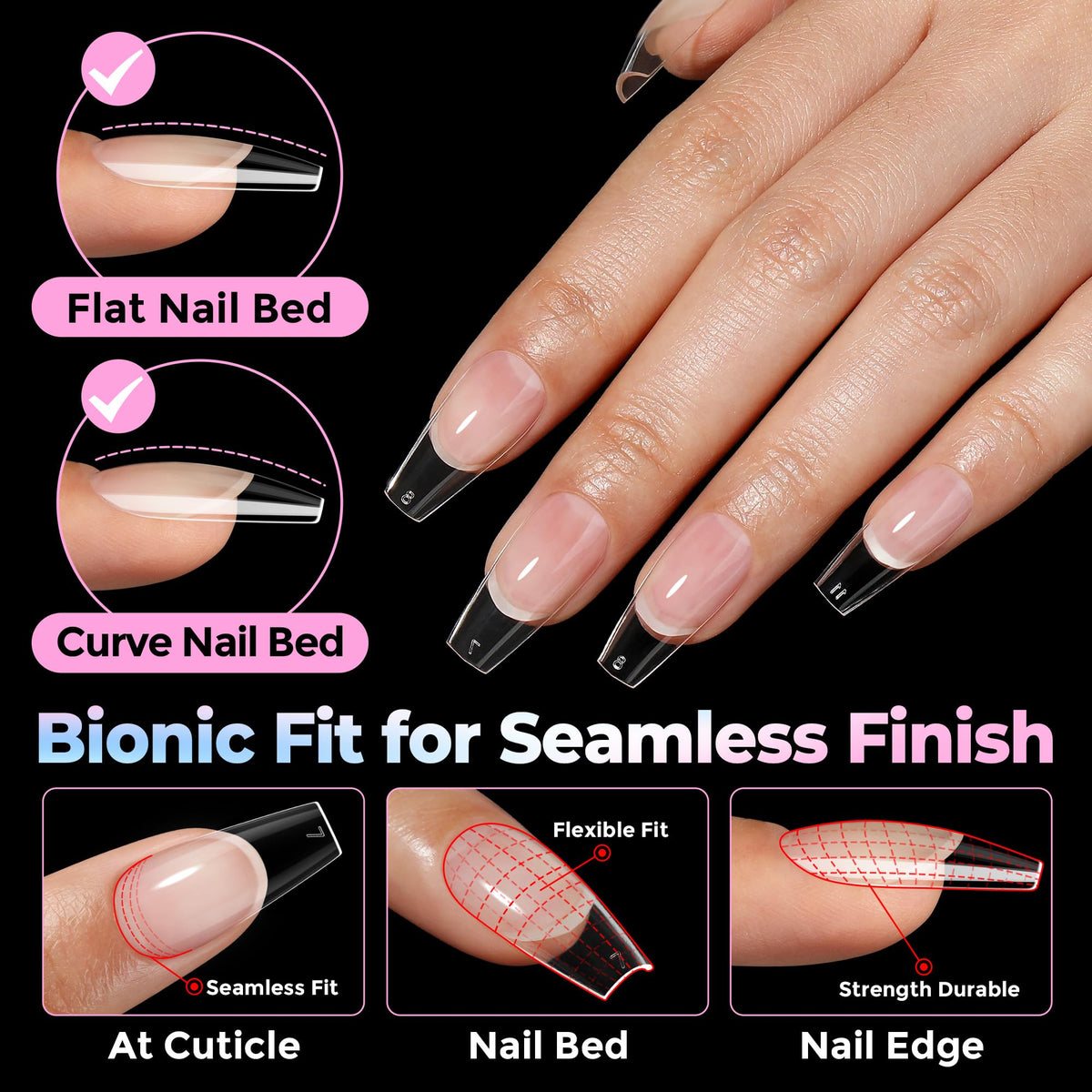 UNA GELLA Coffin Gel Nail Tips in packaging