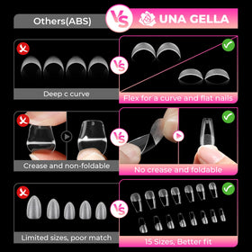 UNA GELLA Coffin Nail Tips application process