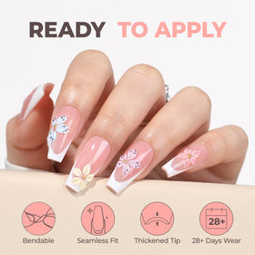 UNA GELLA coffin nail tips applied on natural nails