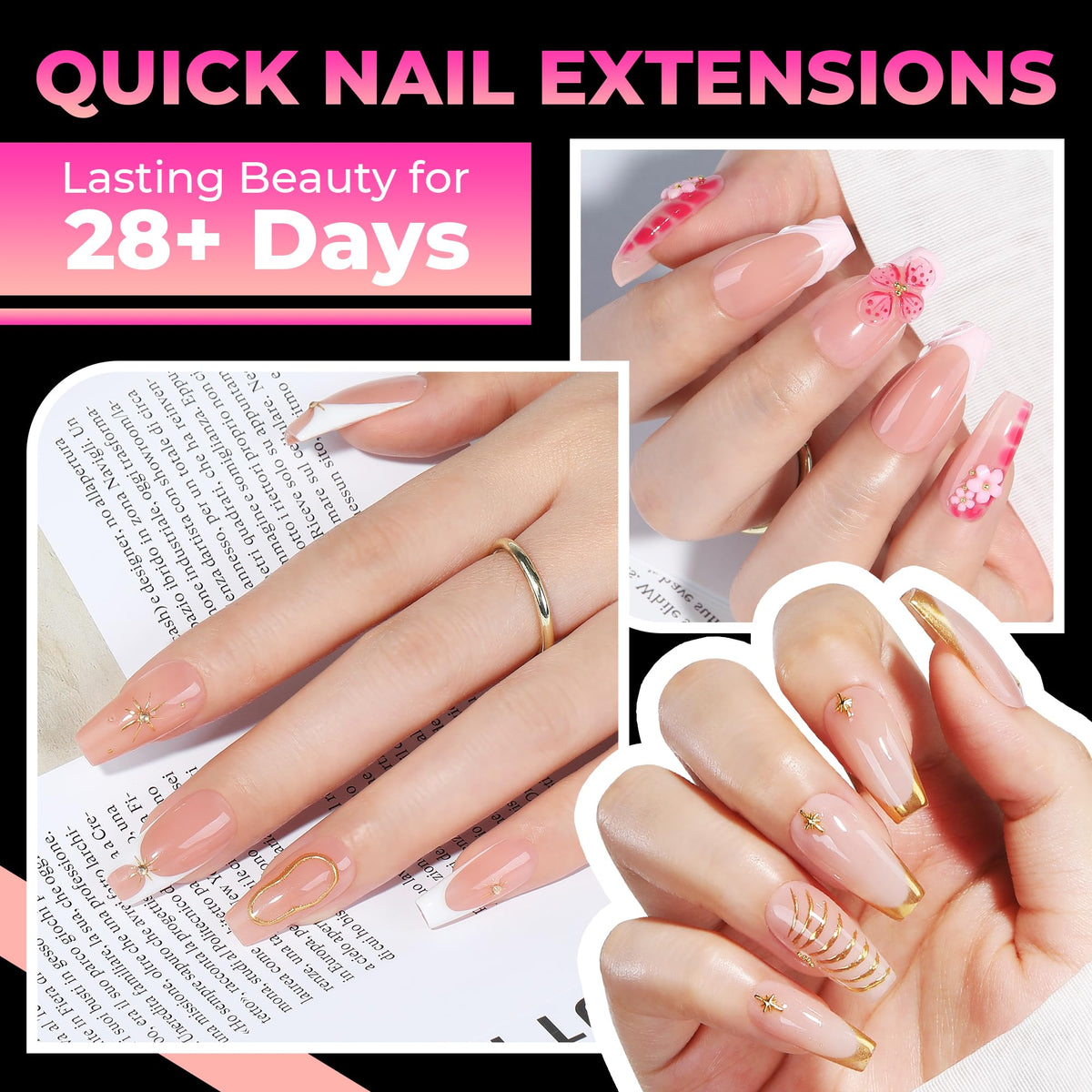 UNA GELLA Coffin Nail Tips assorted sizes in package