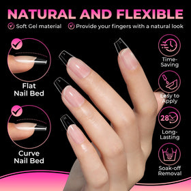 UNA GELLA Coffin Nail Tips close-up of pre-etched texture