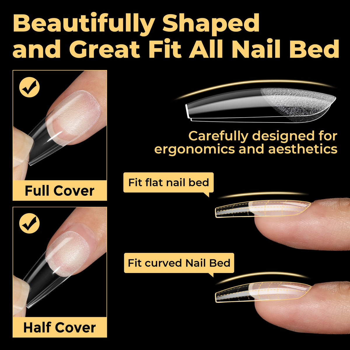 UNA GELLA coffin nail tips close-up of texture