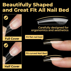 UNA GELLA coffin nail tips close-up of texture