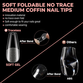 UNA GELLA coffin nail tips in a lifestyle setting