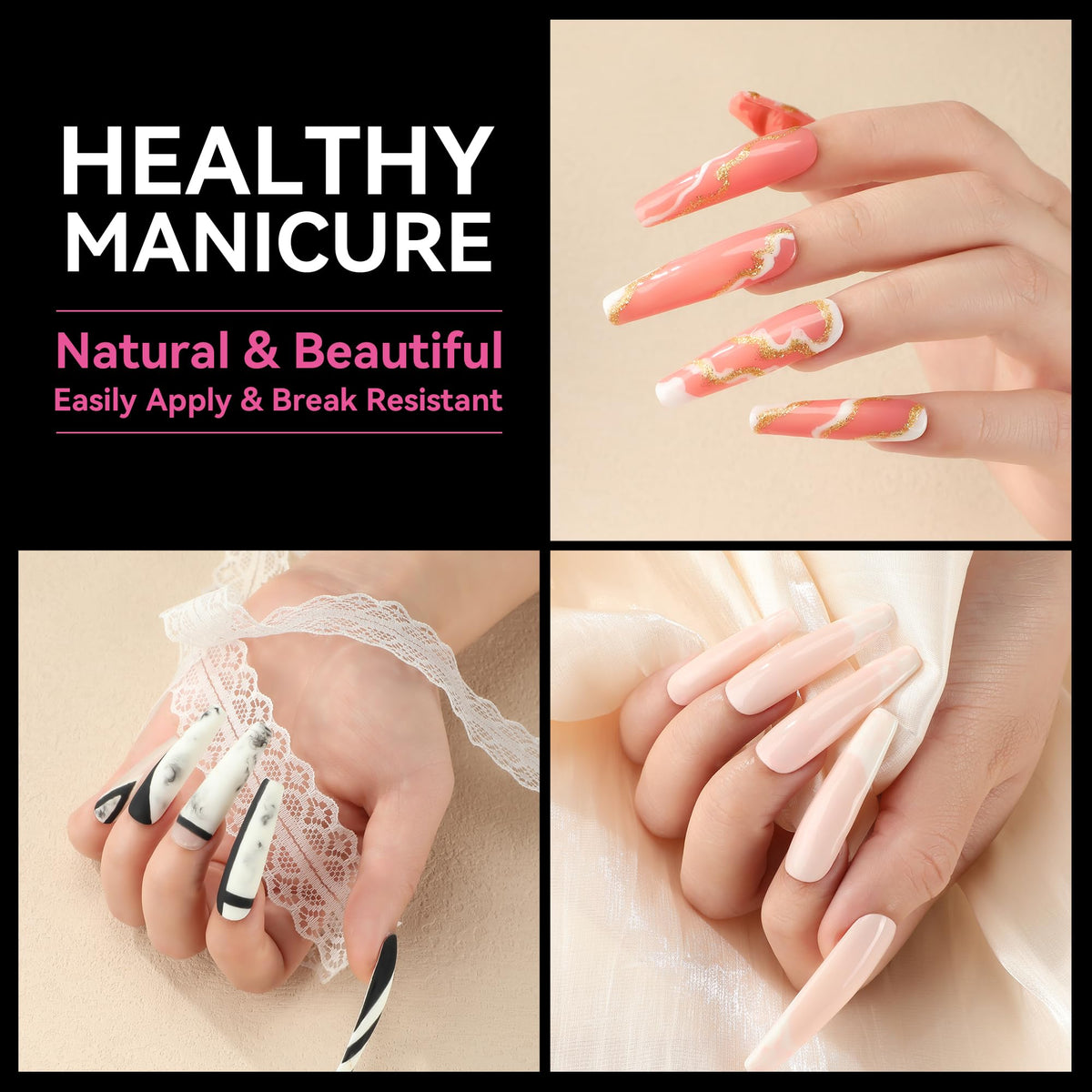 UNA GELLA coffin nail tips in various sizes