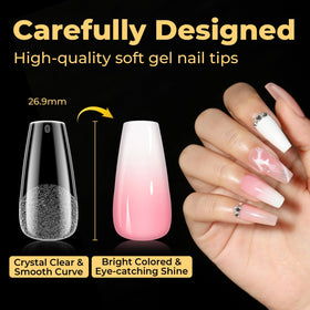 UNA GELLA coffin nail tips showing different angles