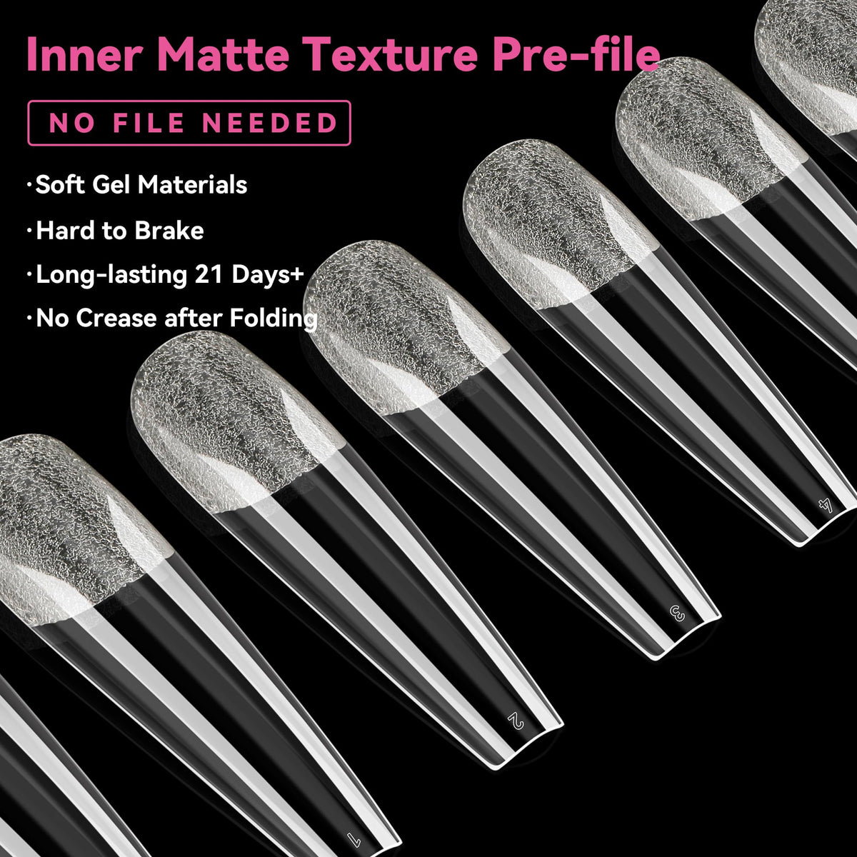 UNA GELLA coffin nail tips showing matte texture