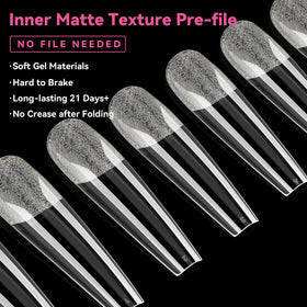 UNA GELLA coffin nail tips showing matte texture