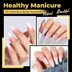 UNA GELLA coffin nail tips showing pre-etched texture