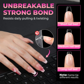 UNA GELLA Coffin Nail Tips soak-off removal process