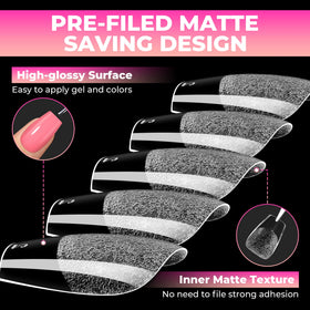 UNA GELLA coffin nails tips on a hand