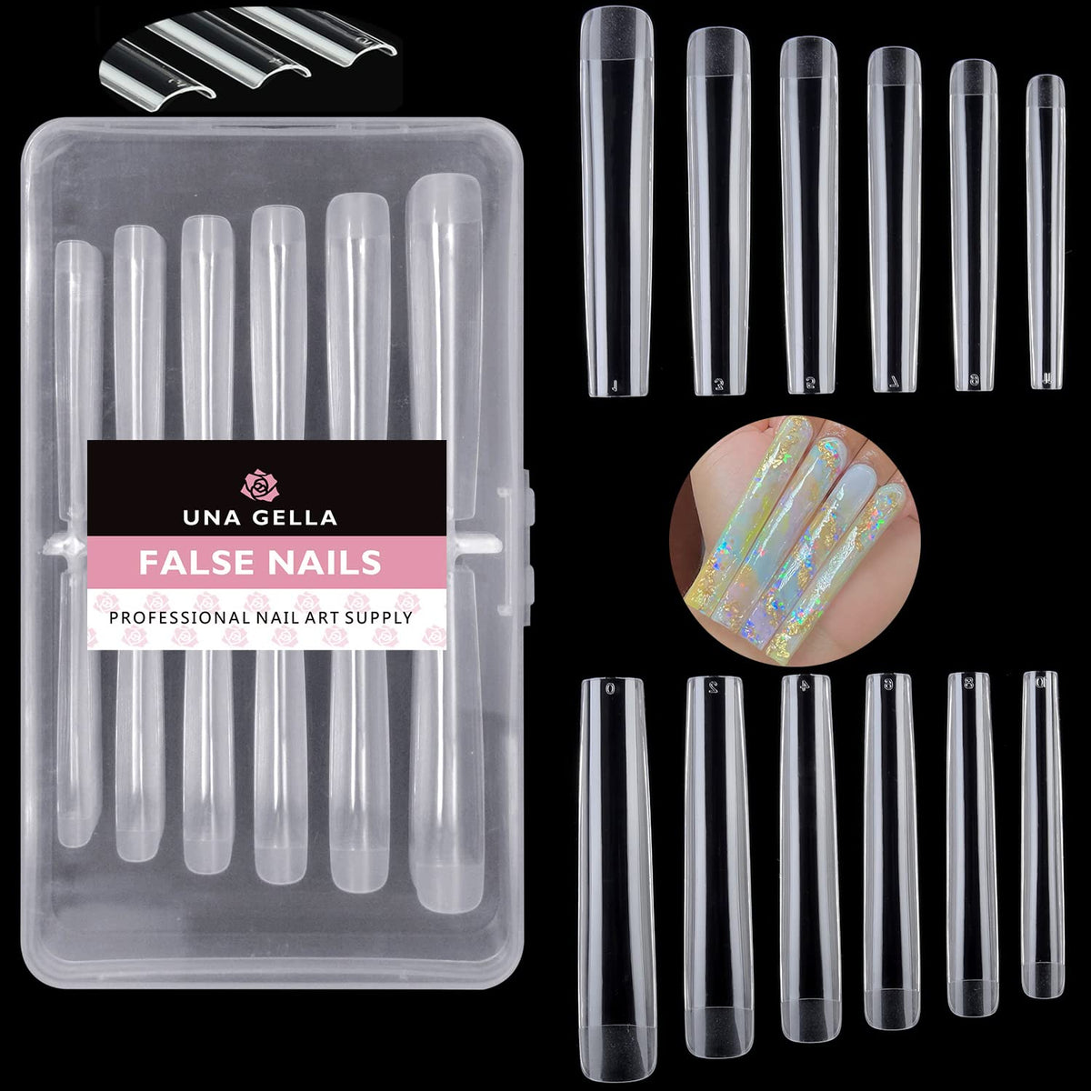 UNA GELLA Extra Long Square Gel Nail Tips 3XL pack front view