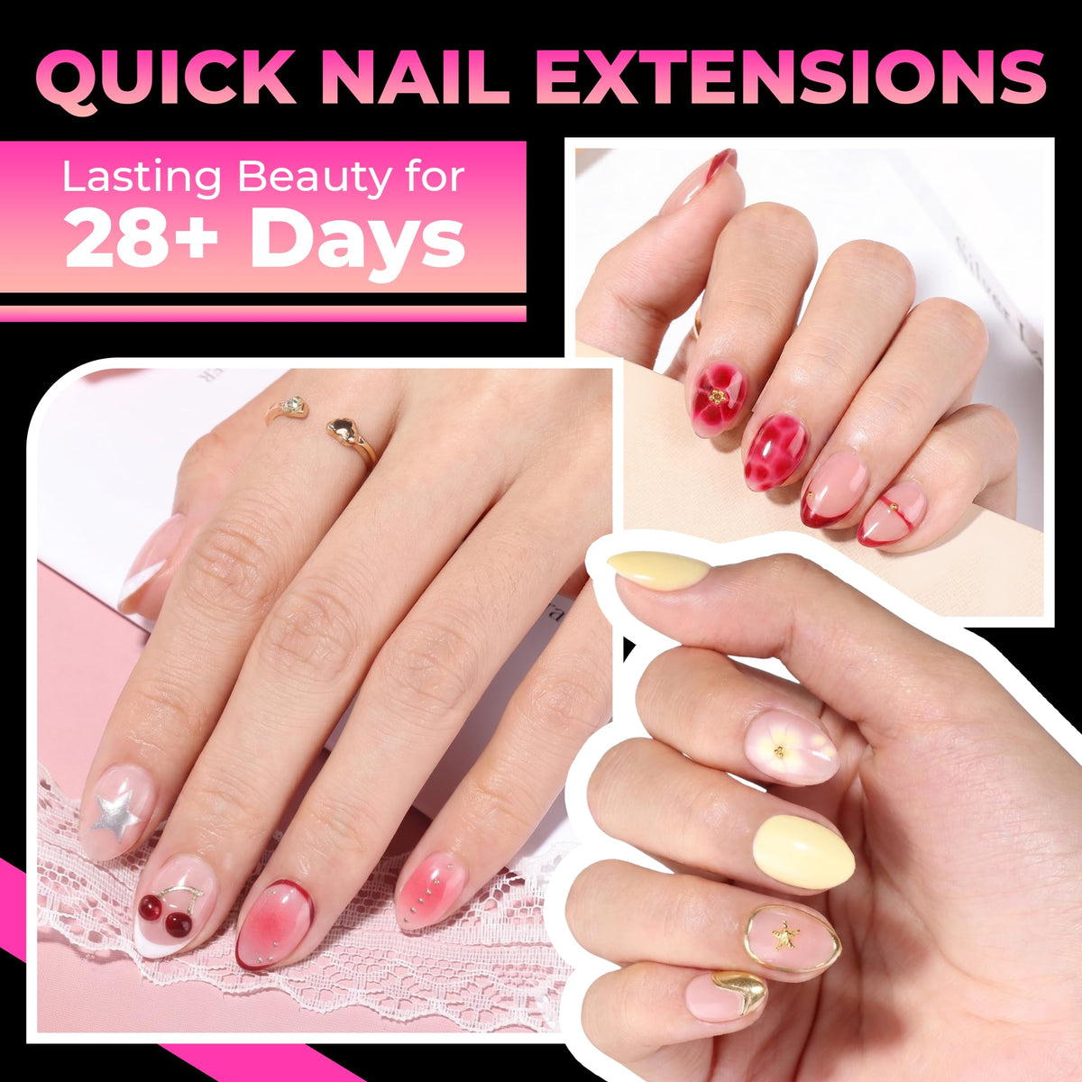 UNA GELLA Extra Short Almond Gel Nail Tips 15 sizes overview