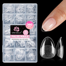 UNA GELLA Extra Short Almond Gel Nail Tips 360pcs packaging front view