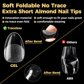 UNA GELLA Extra Short Almond Nail Tips with deep matte texture