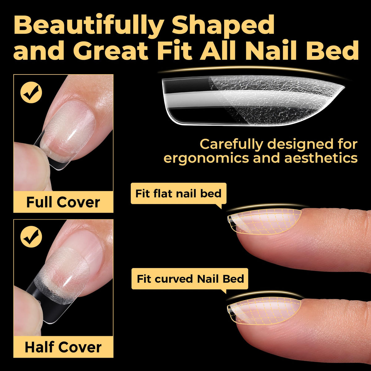 UNA GELLA Extra Short Square Nail Tips close-up of texture