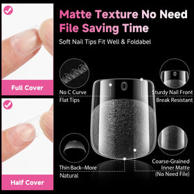 UNA GELLA Extra Short Square Nail Tips displaying natural fit