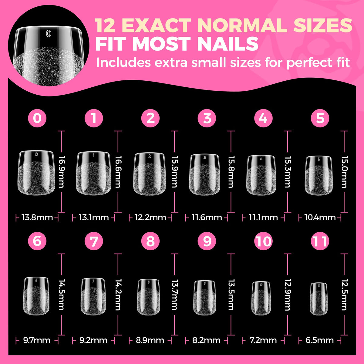 UNA GELLA Extra Short Square Nail Tips in a nail care kit