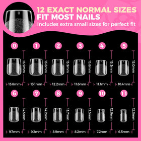 UNA GELLA Extra Short Square Nail Tips in a nail care kit