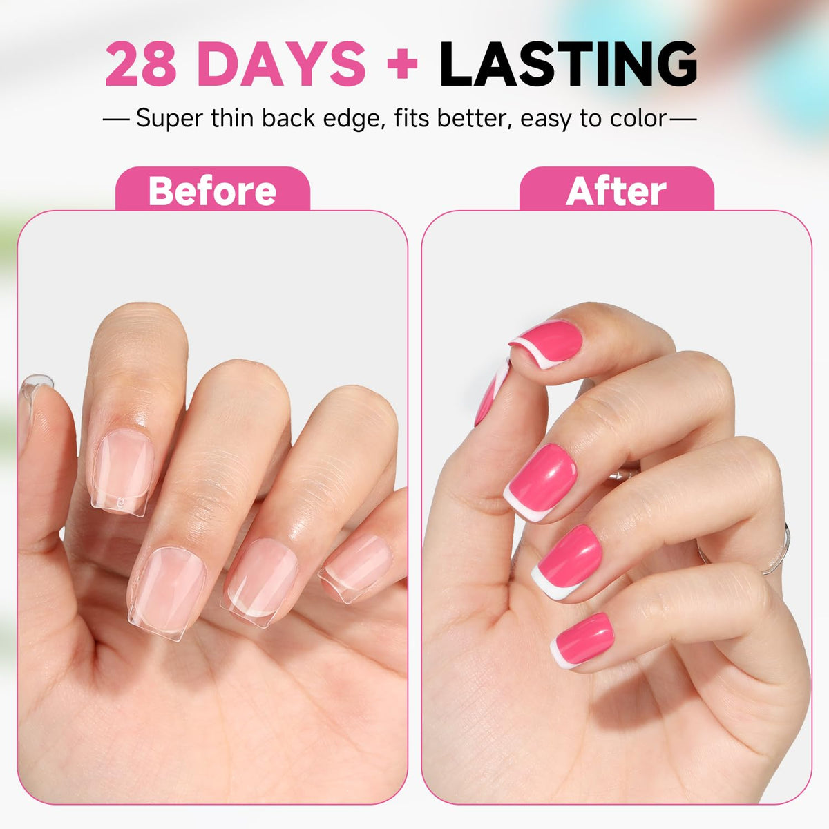 UNA GELLA Extra Short Square Nail Tips in use on nails