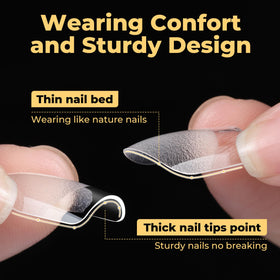 UNA GELLA Extra Short Square Nail Tips in use on nails