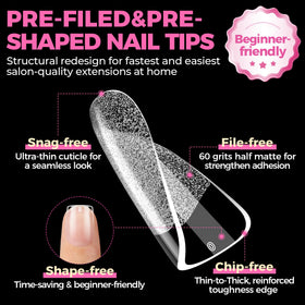 UNA GELLA Extra Short Square Nail Tips in use on nails